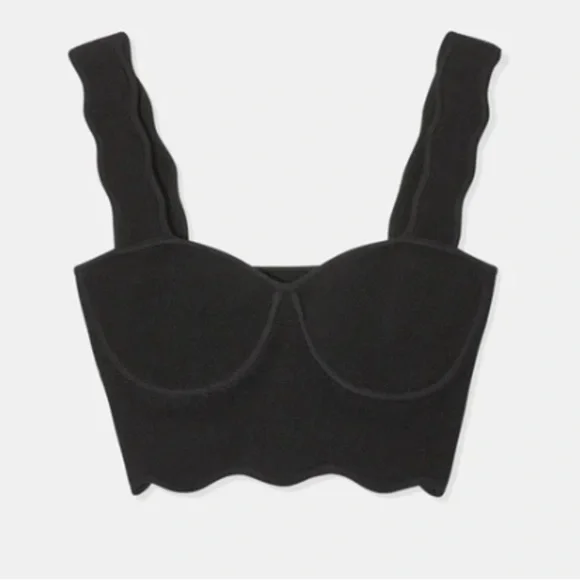 NEW GALVAN LONDON Delia Scalloped Knit Top Crop Black $495 - Picture 5 of 10